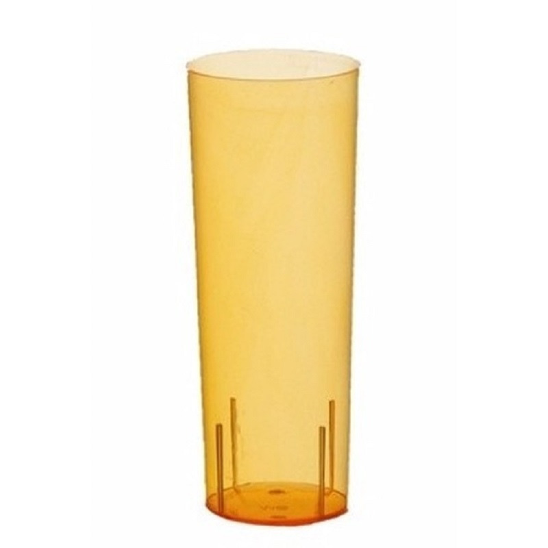 Longdrink glazen - 40x stuks - oranje - kunststof - 300 ml - drinkglazen - plastic glazen -