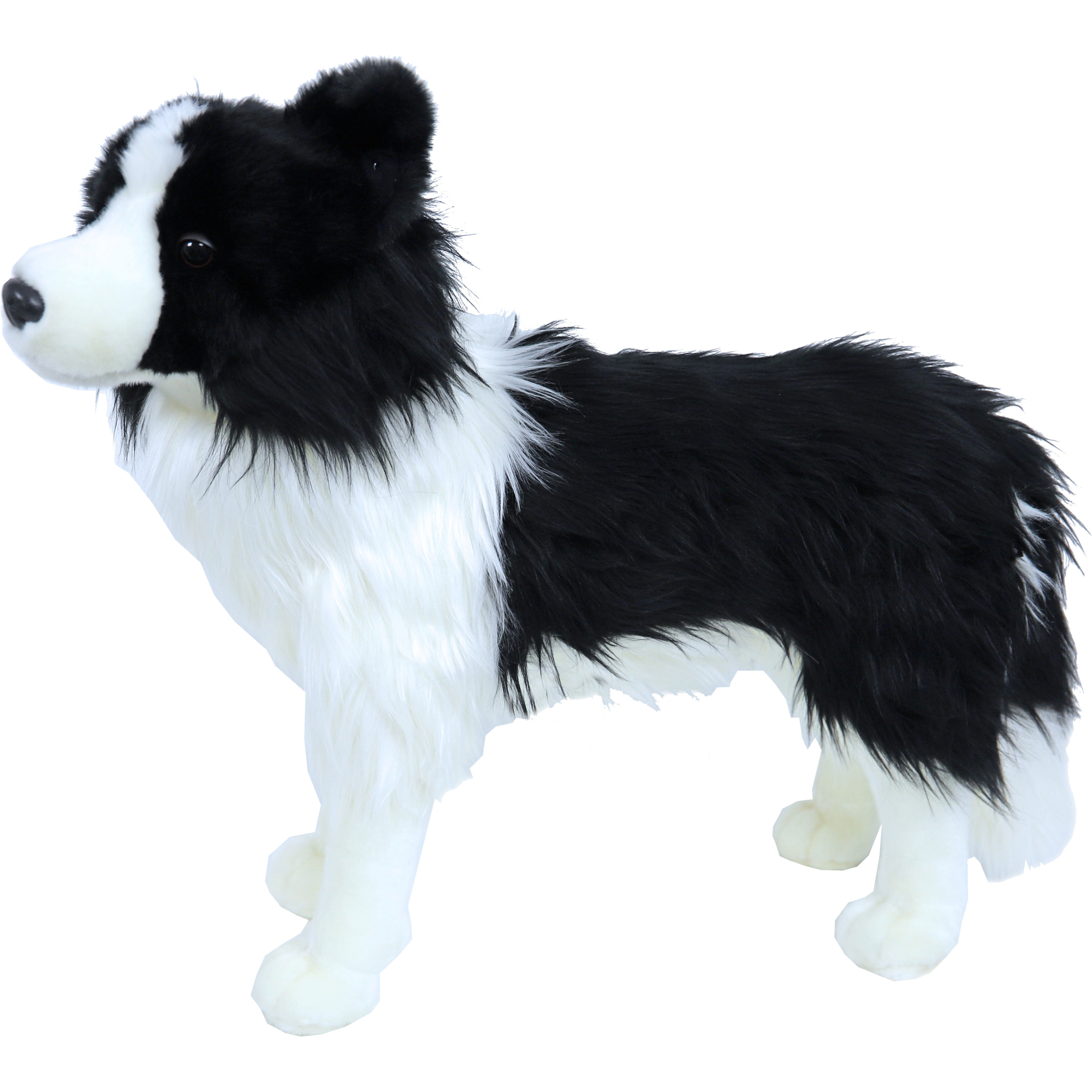 Grote pluche zwart/witte Border Collie hond staand knuffel 53 cm speelgoed -