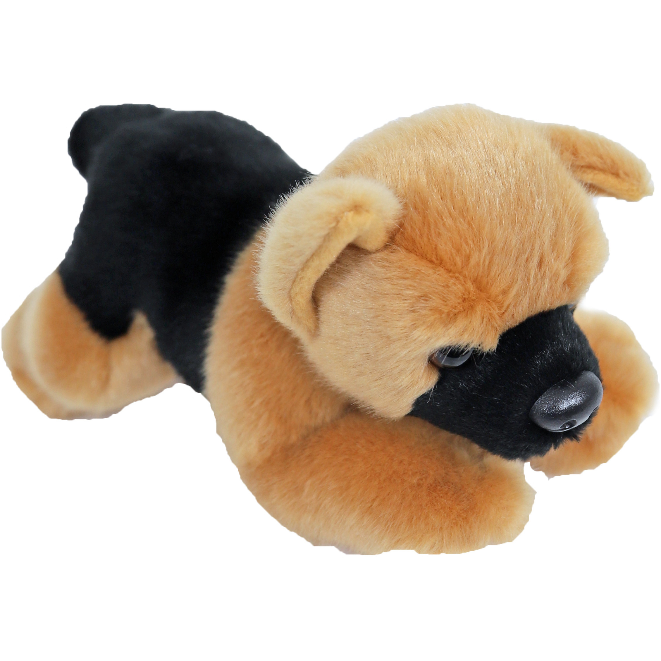 Pluche bruin/zwarte Duitse Herder hond liggend knuffel 20 cm speelgoed -