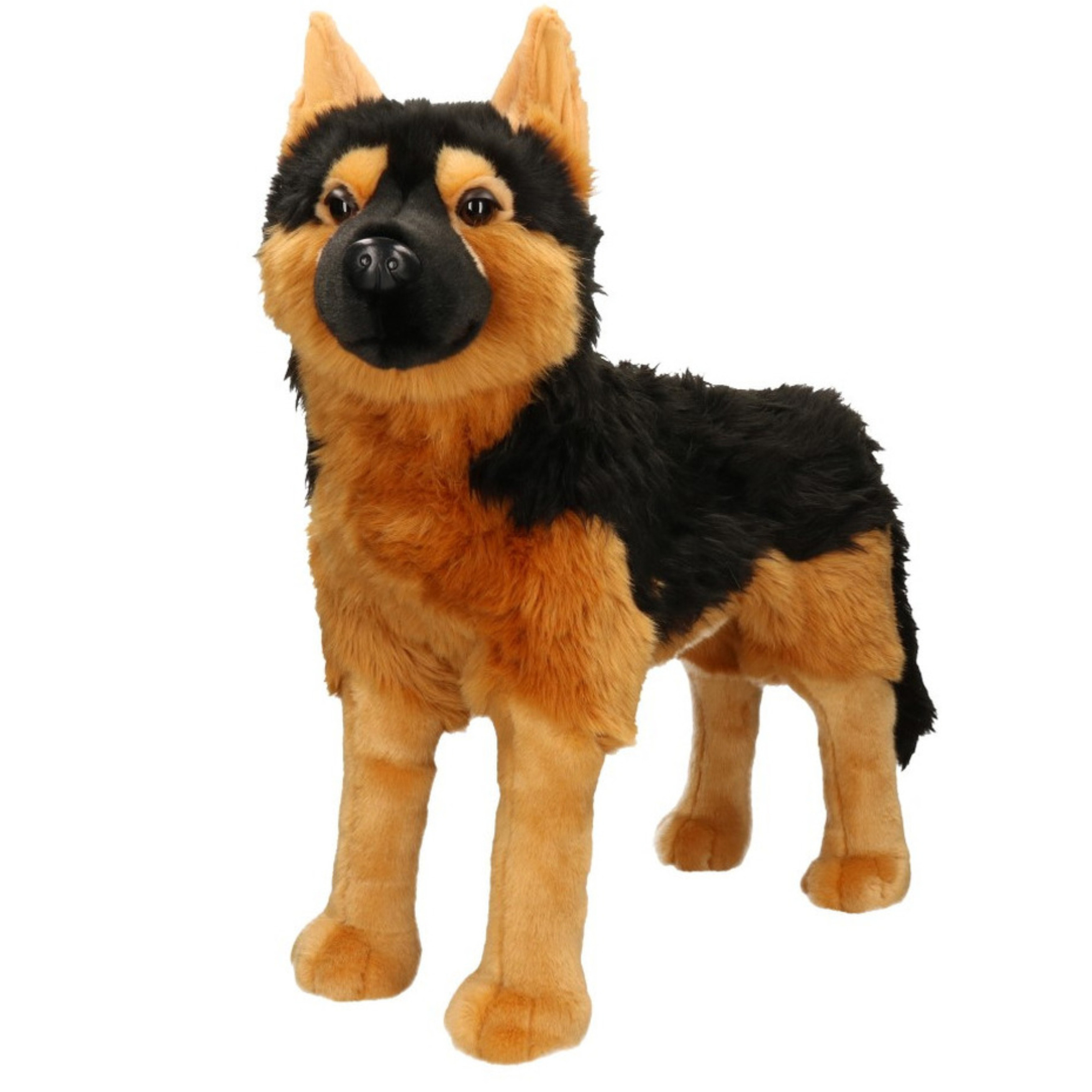 Grote pluche bruin/zwarte Duitse Herder hond staand knuffel 53 cm speelgoed -