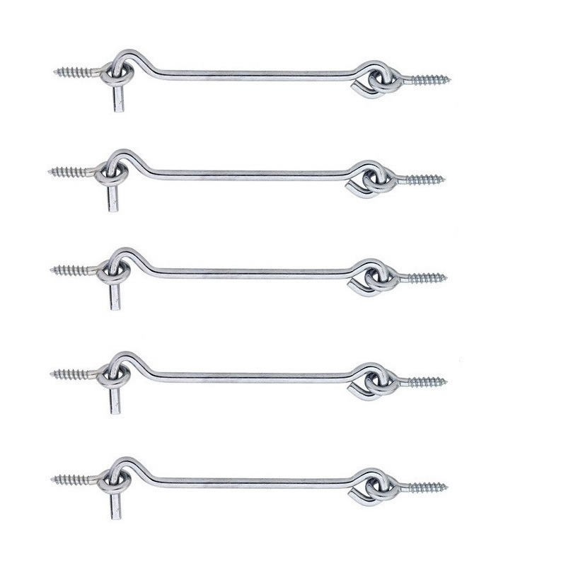 Windhaak - 5x stuks - verzinkt staal - 8 x 0,4 cm - deurhaak -