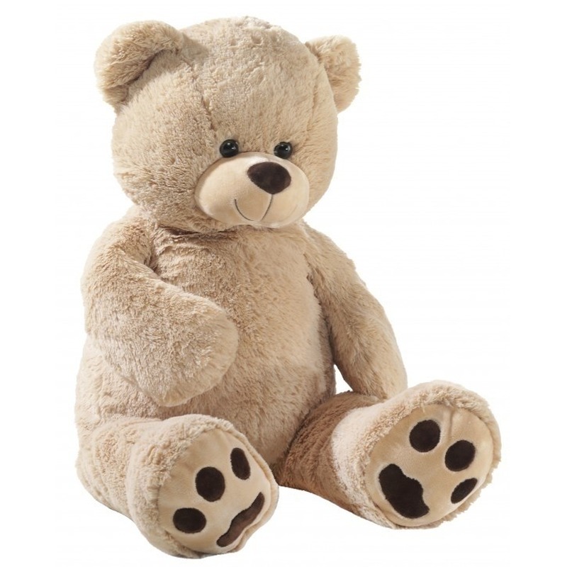 Grote pluche knuffelbeer beige 100 cm -