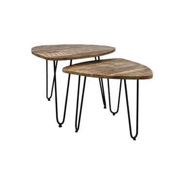 HSM Collection salontafel Dexter (2 stuks) - naturel/zwart - Leen Bakker