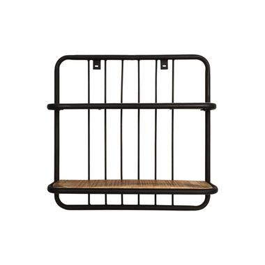 HSM Collection wandplank Linos - naturel/zwart - 50x50x12 cm - Leen Bakker