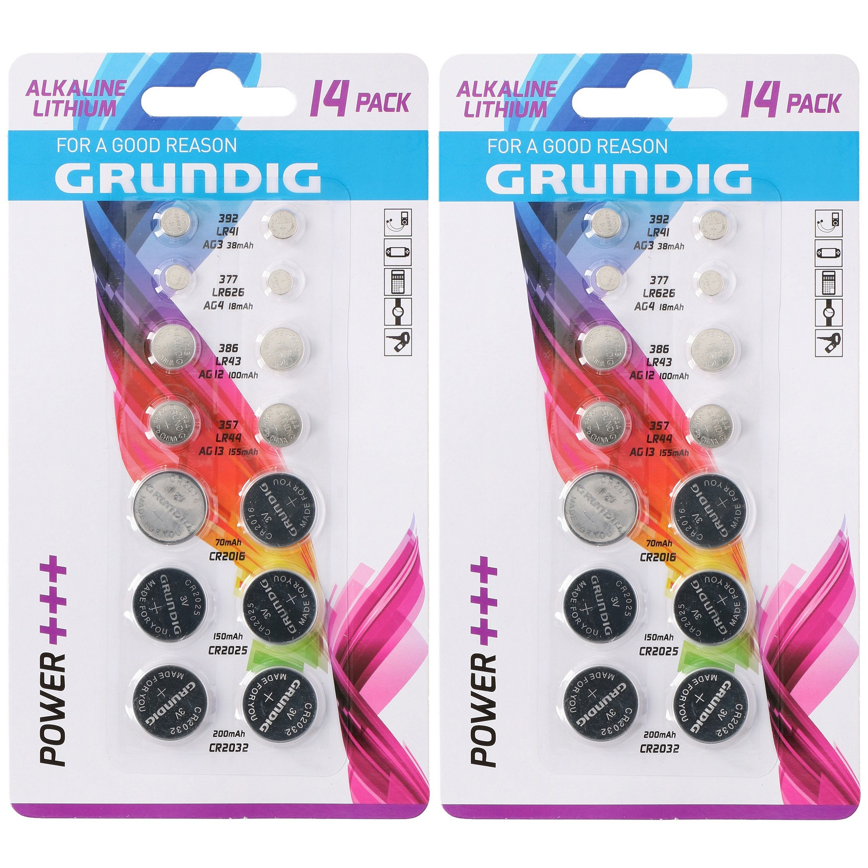 2x Set van 14 Grundig knoopcel batterijen -