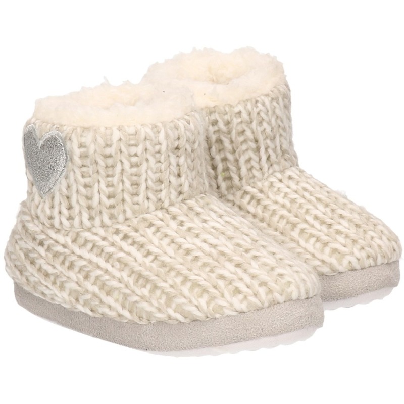 Meisjes hoge sloffen/pantoffels met hart grijs maat 25-26 25/26 -