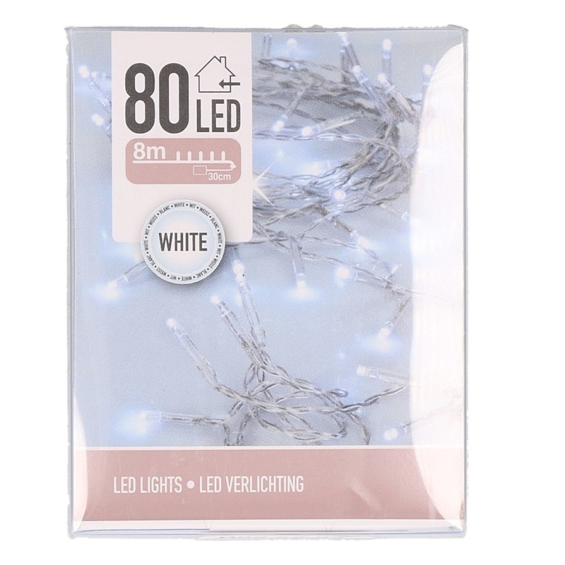 Kerstverlichting - 8 meter - helder wit - binnen - 80 lampjes - boomverlichting -
