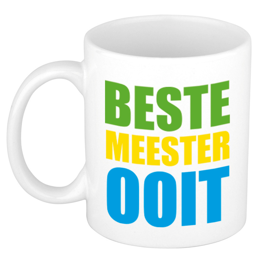 Beste meester ooit cadeau mok / beker in gekleurde blokletters 300 ml -