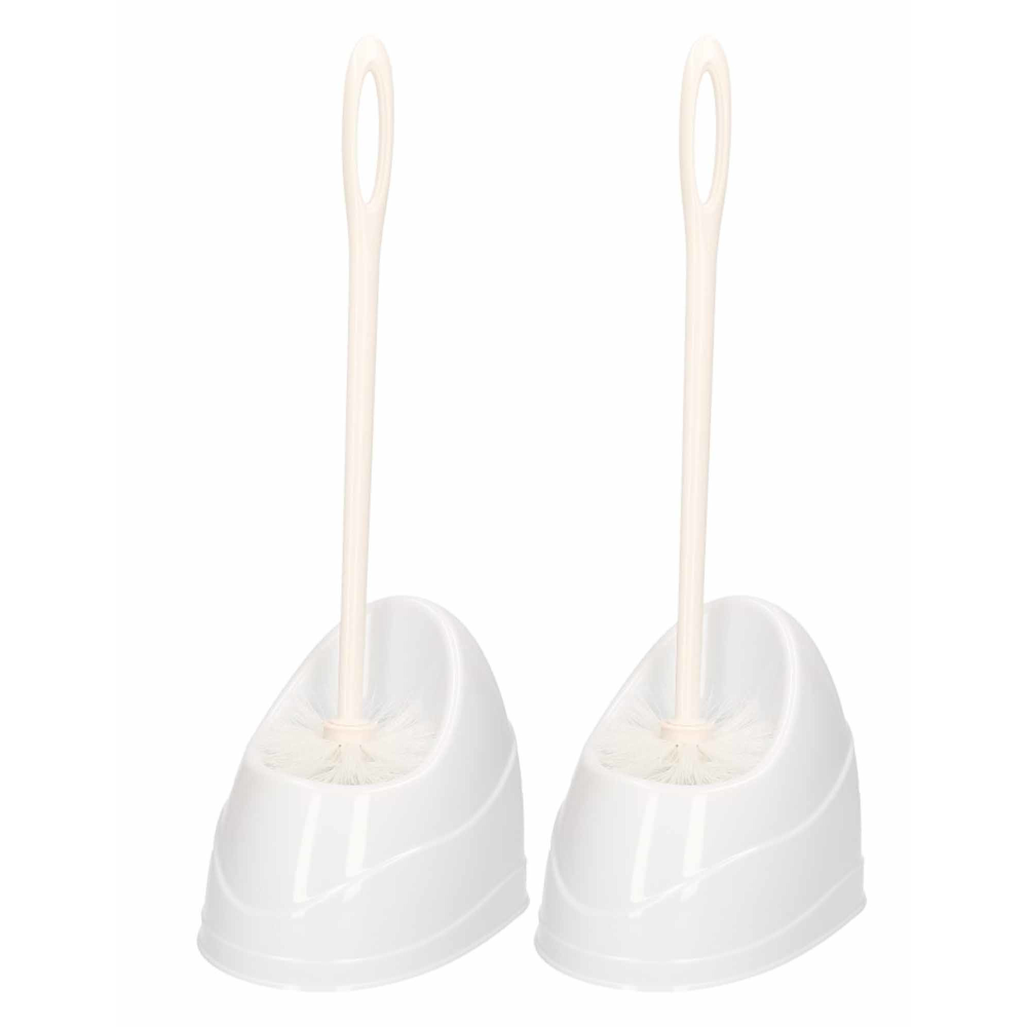 2x Toiletborstels/wc borstels met houder wit 45 cm -