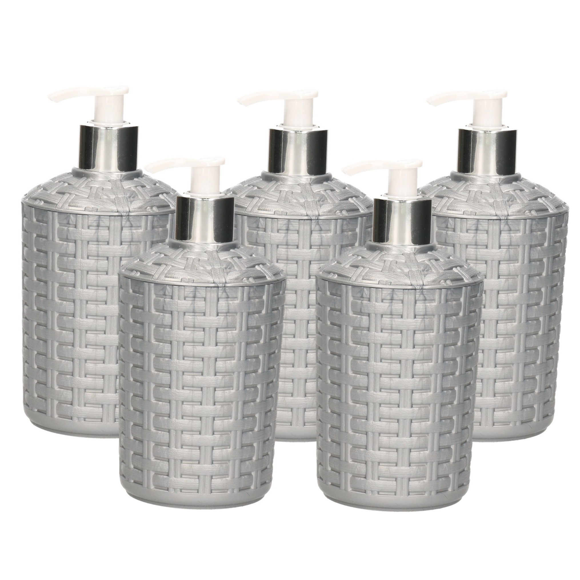10x Zeep pompjes/dispensers zilver geweven 16 cm -