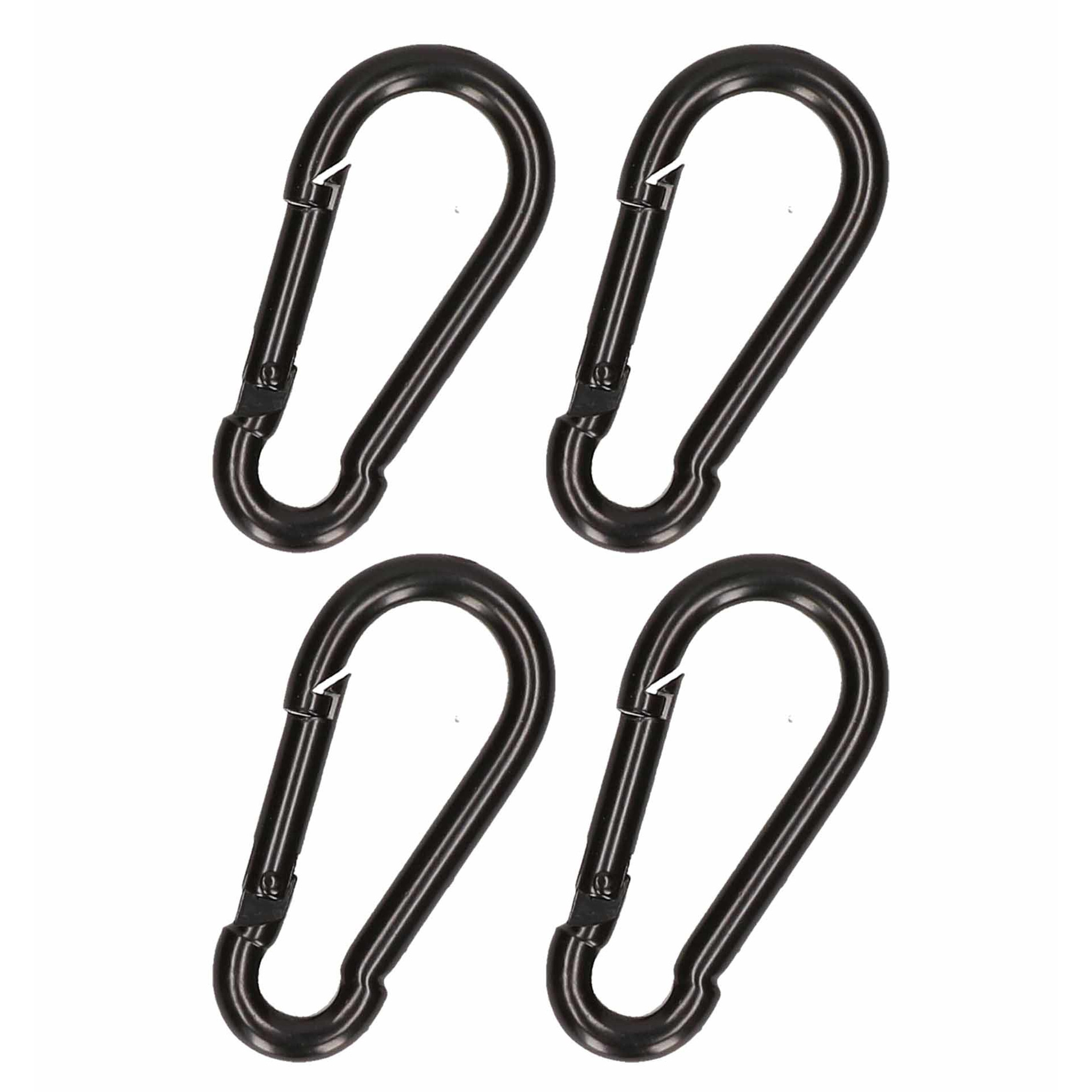 4x stuks karabijnhaak / karabijnhaken zwart gelakt staal 8 cm -