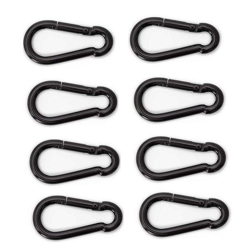 8x stuks karabijnhaak / karabijnhaken zwart gelakt staal 5 cm -