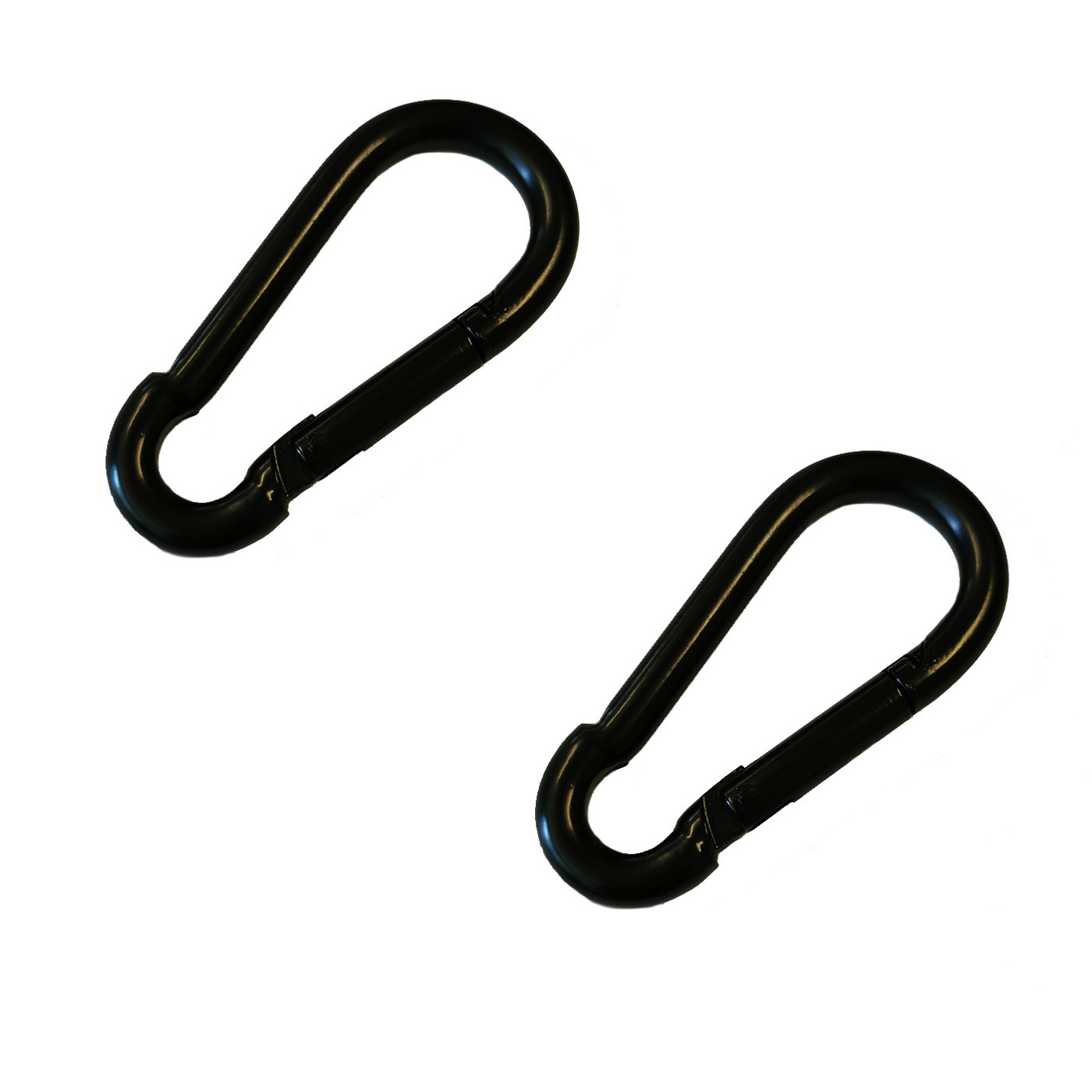2x stuks karabijnhaak / karabijnhaken zwart gelakt staal 8 cm -