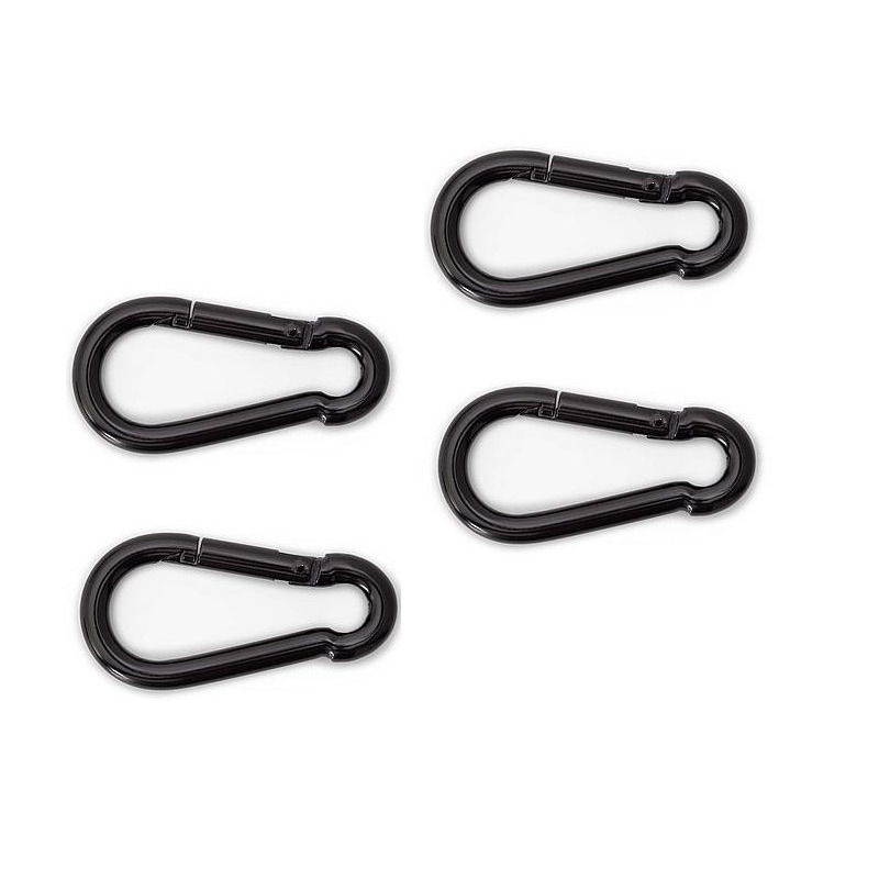 4x stuks karabijnhaak / karabijnhaken zwart gelakt staal 5 cm -