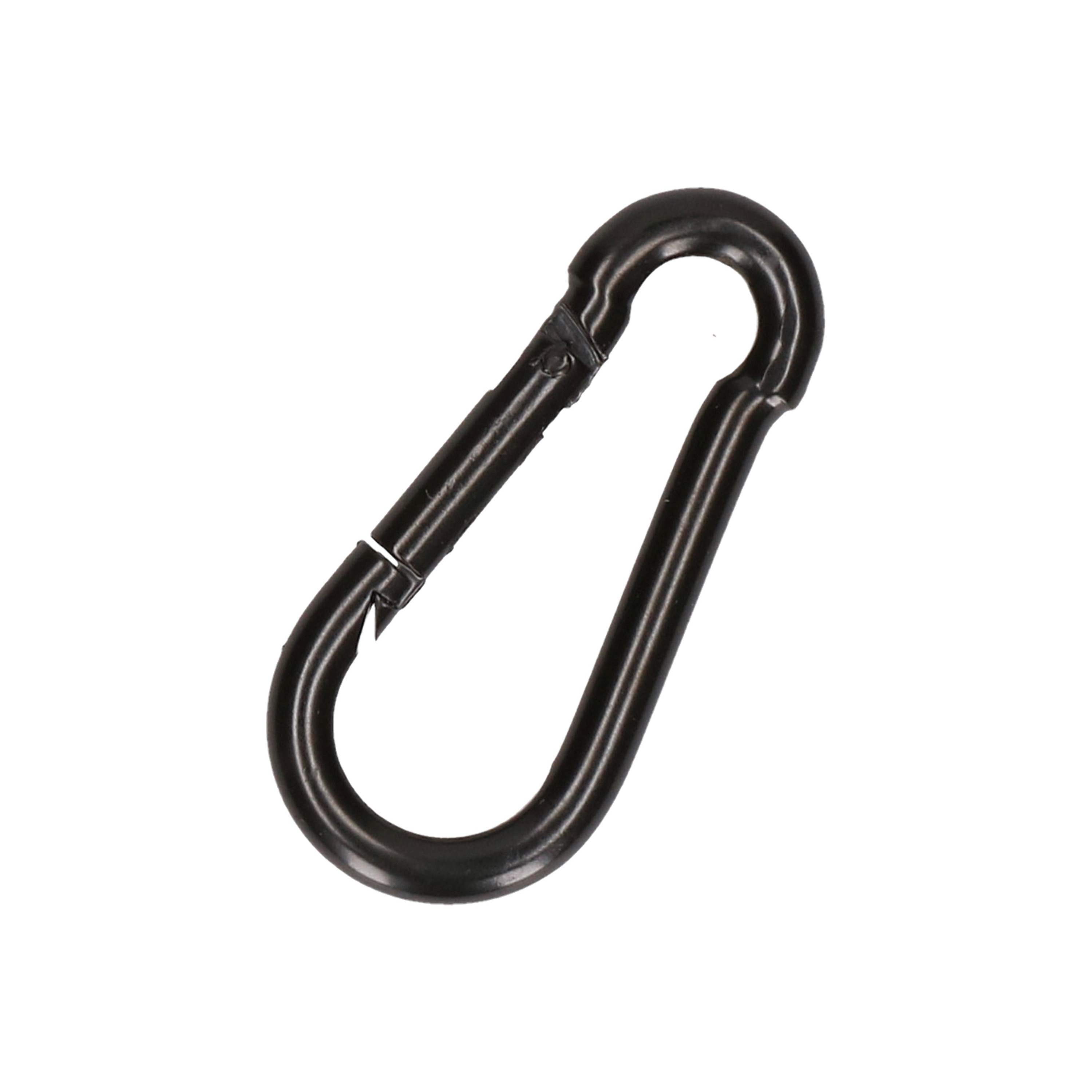 1x stuks karabijnhaak / karabijnhaken zwart gelakt staal 6 cm -