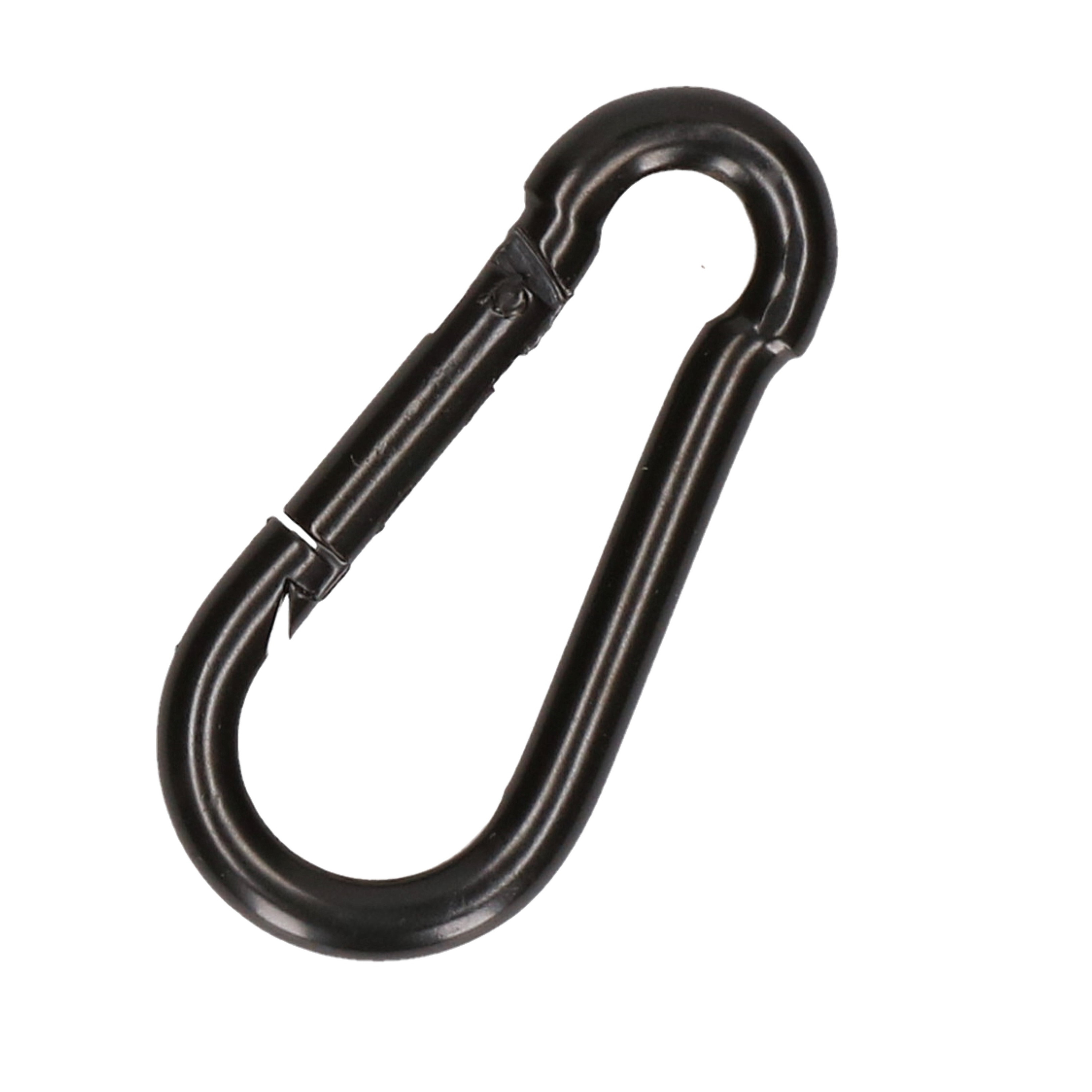 1x stuks karabijnhaak / karabijnhaken zwart gelakt staal 5 cm -