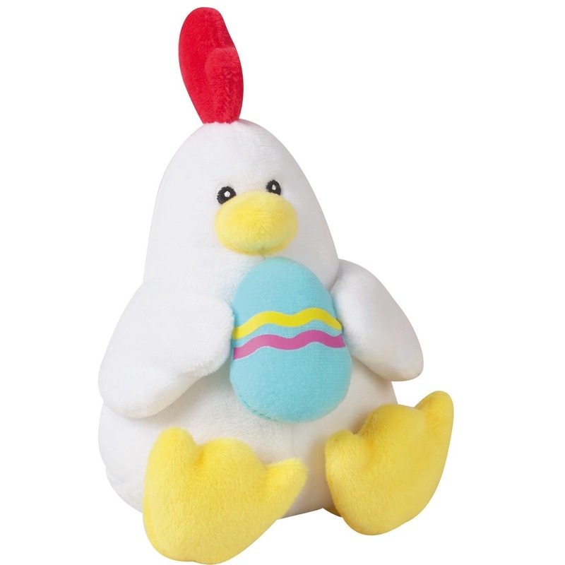 Pluche witte kip knuffel met paasei 16 cm -