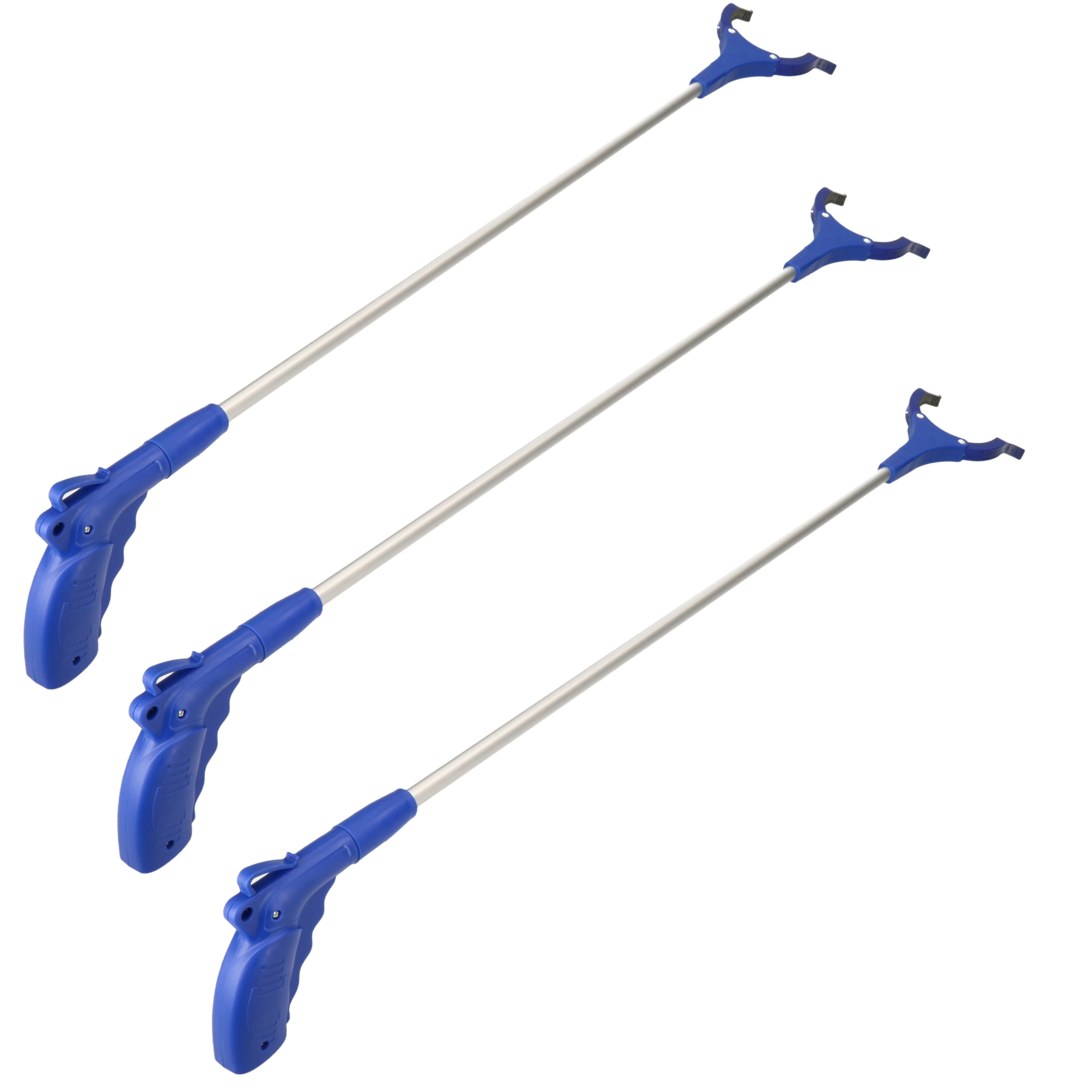 3x Aluminium zwerfvuilgrijper met anti-slip grijpvingers 100 cm -