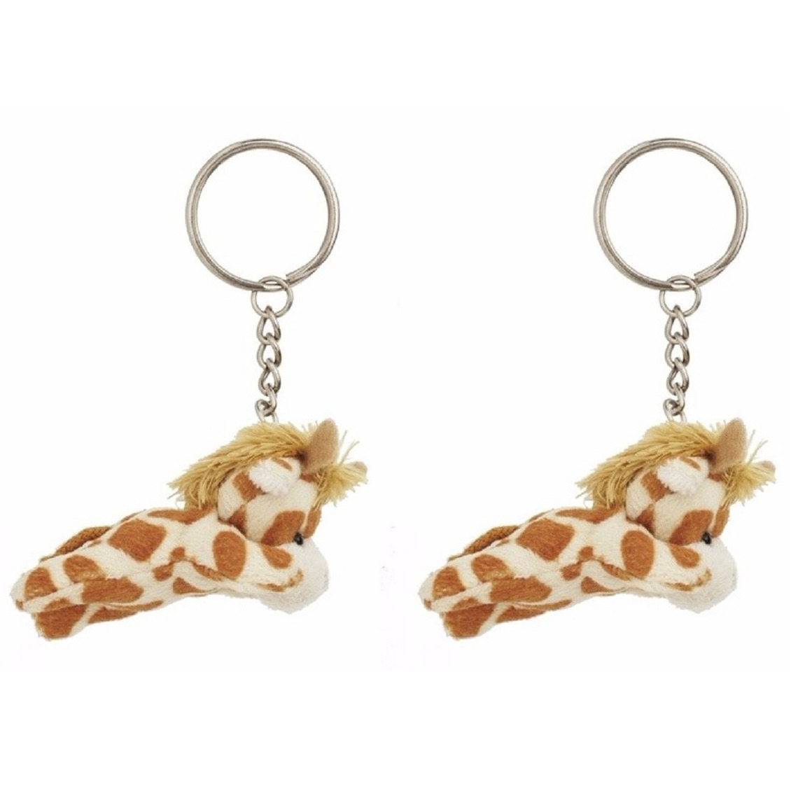 Set van 6x stuks pluche giraffe knuffels sleutelhangers 6 cm -