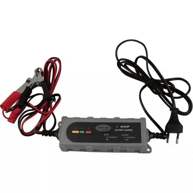 Acculader druppelaar 12V 1A - voor motor - scooter - auto - 5 fasen opladen -