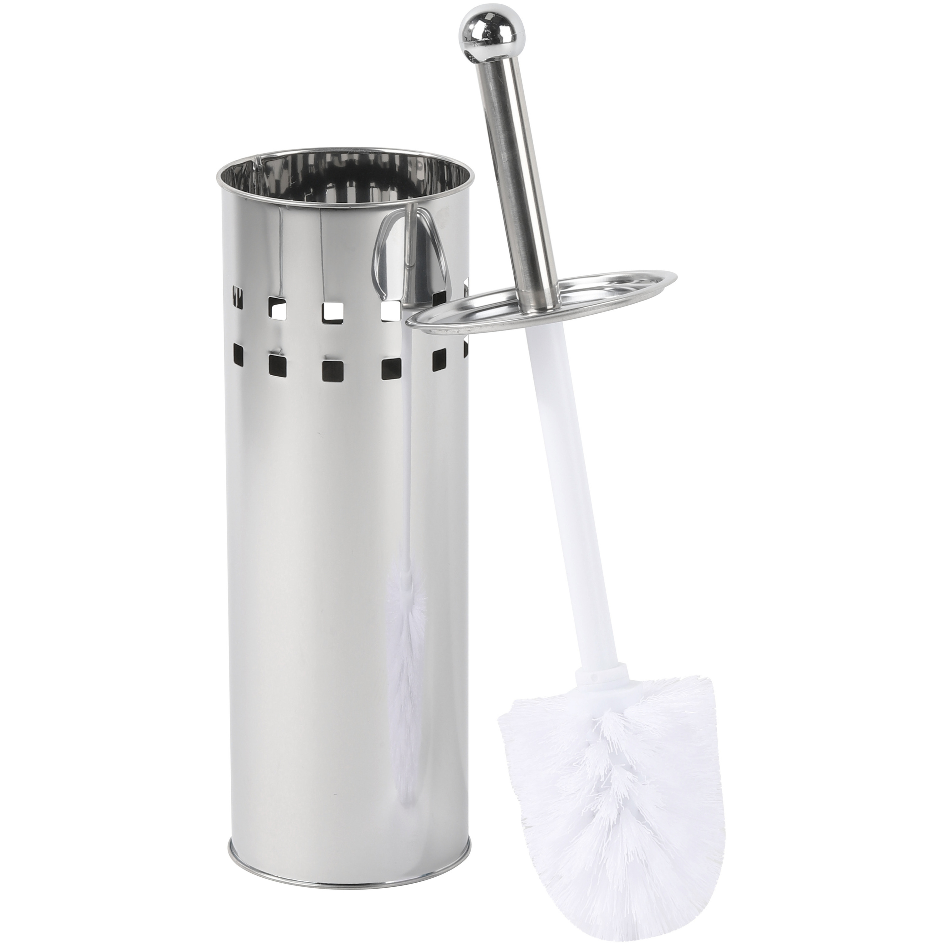 RVS toiletborstel met hoge houder -