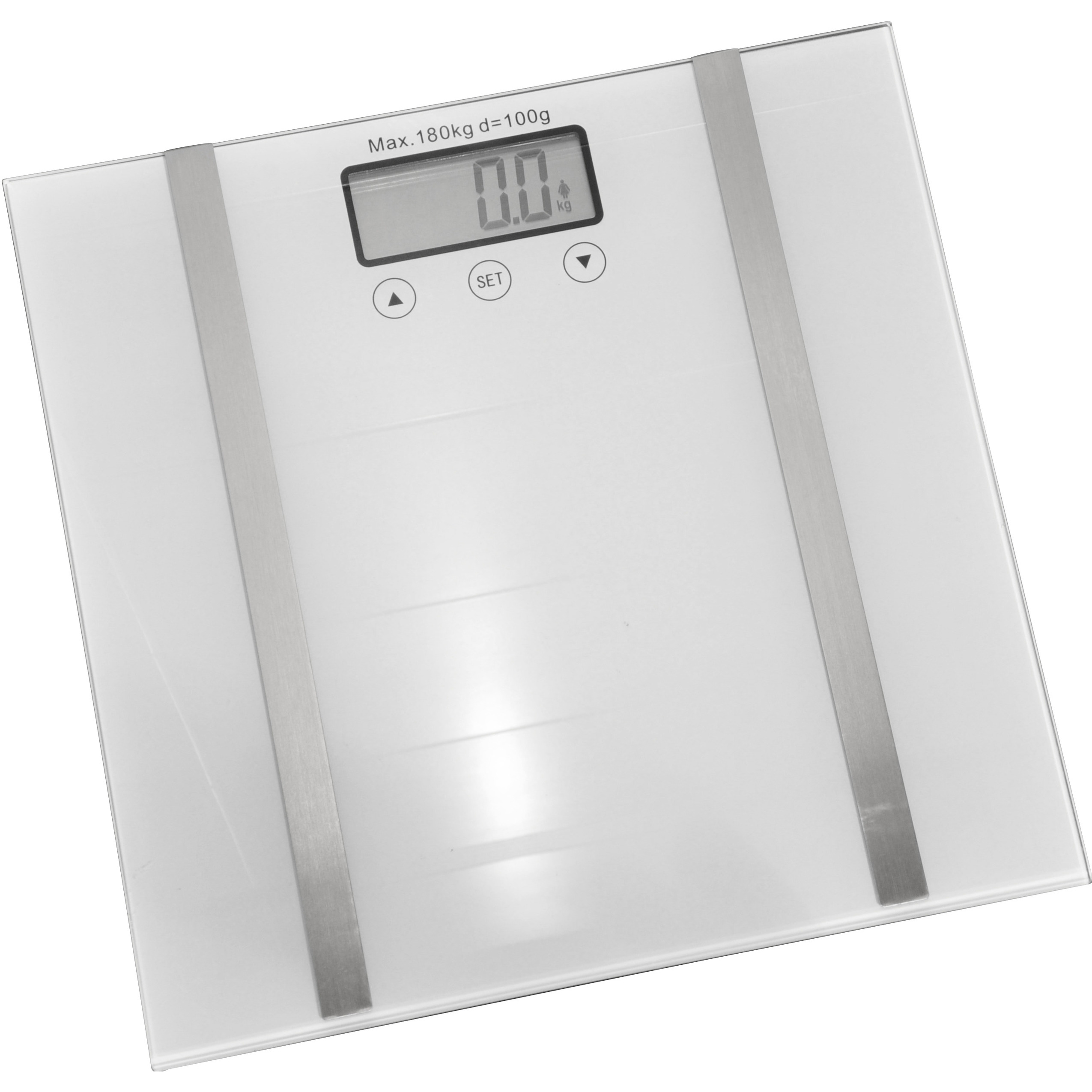 Digitale personen weegschaal - met vetmeter - wit - gehard glas - max 180 kg -