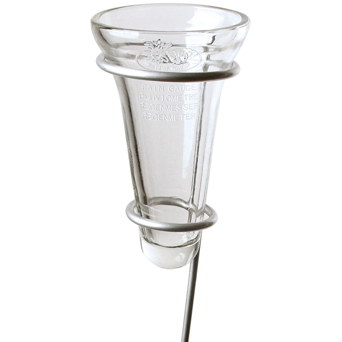 1x Regenmeter/neerslagmeter glas met verzinkte grondpen 69 cm -