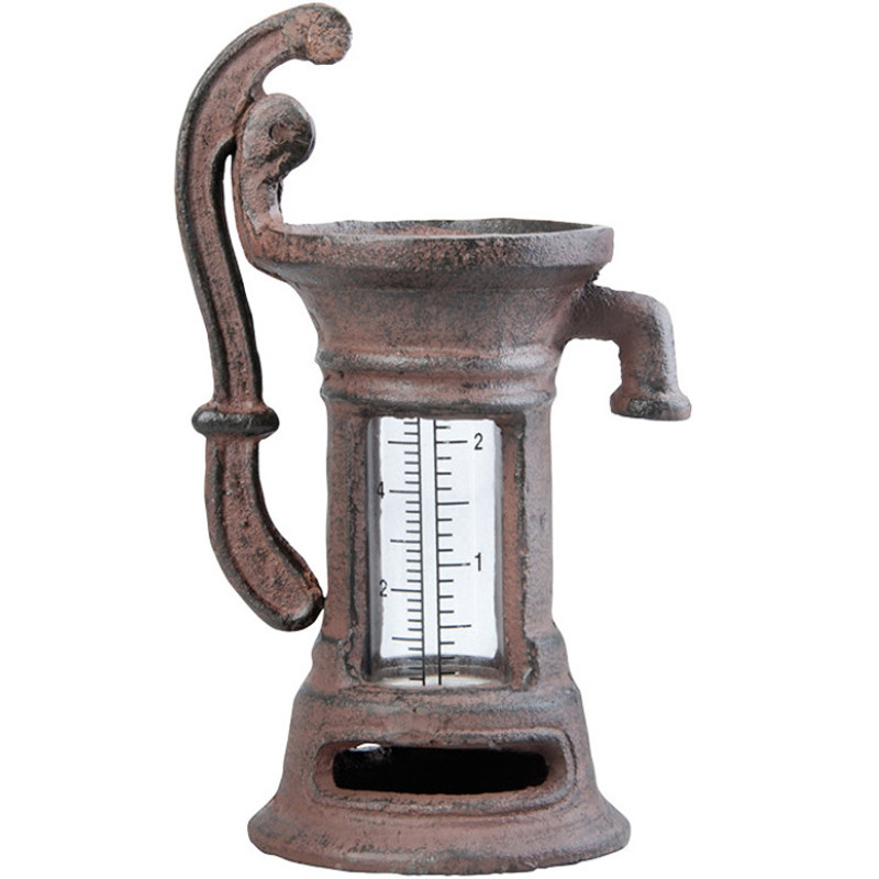 1x Regenmeter/neerslagmeter gietijzer waterpomp -
