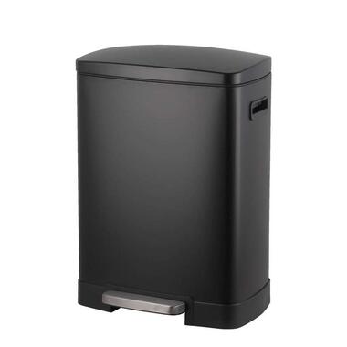 Pedaalemmer duo Paco - zwart metaal - 25 + 15 liter - 64,5 cm - Leen Bakker