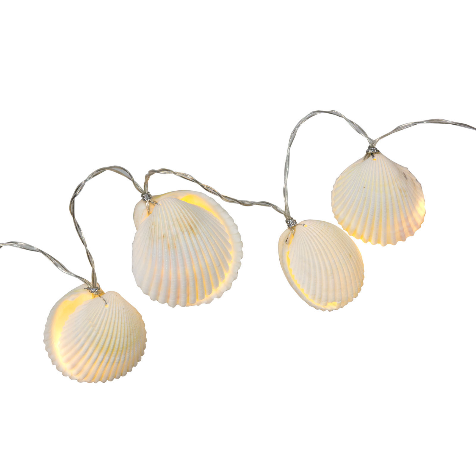 1x LED lichtsnoeren met schelpen warm wit 1 meter binnen feestverlichting -