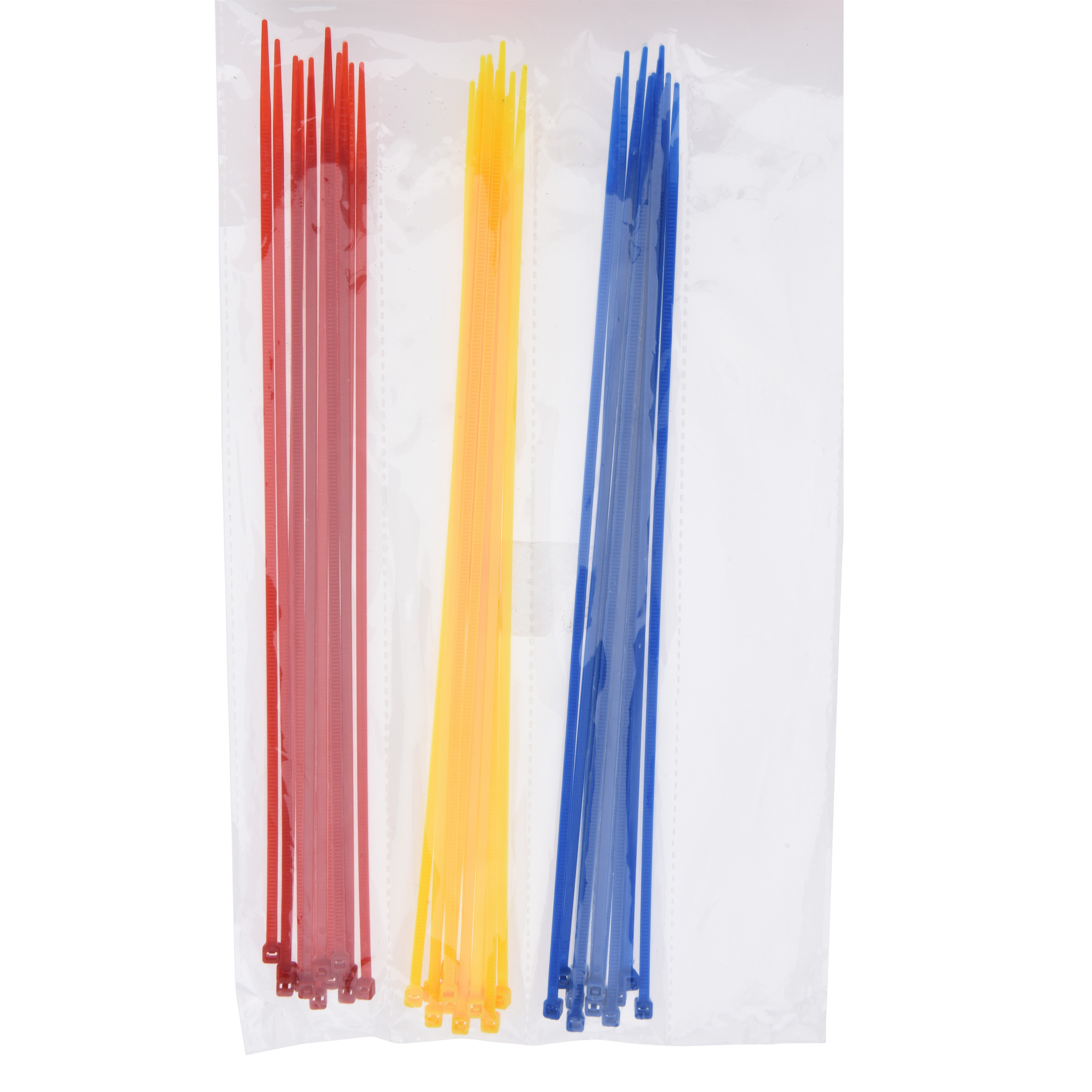 50x stuks kabelbinders / bundelbanden / tiewraps kunststof rood/geel/blauw 25 cm -