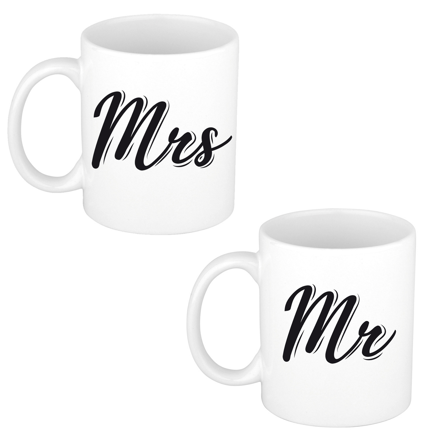 Witte Mr en Mrs cadeau mok / beker voor koppels 300 ml -