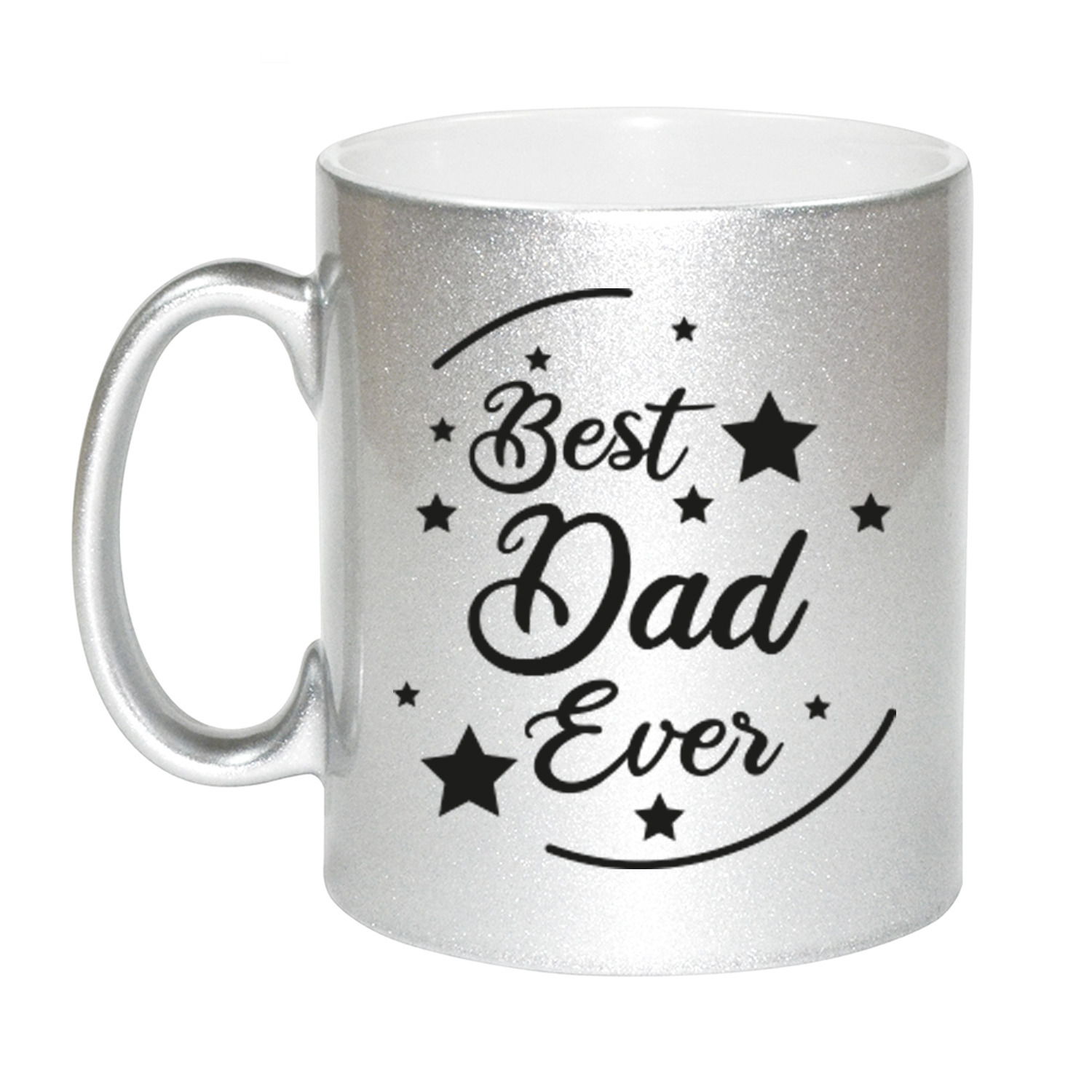 Zilveren Best Dad Ever cadeau koffiemok / theebeker 330 ml -