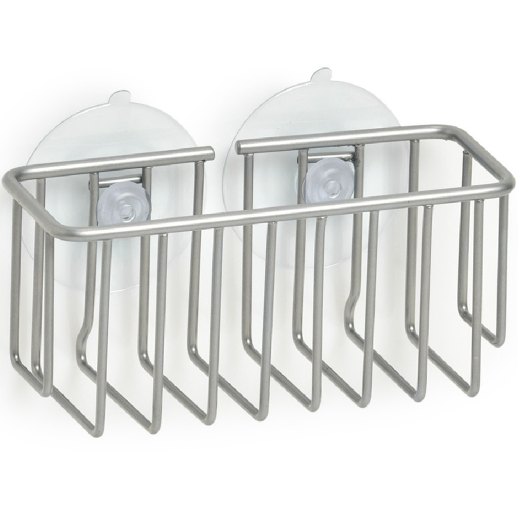 Badkamer shampoo/zeep houder/rekje metaal met zuignappen 13 x 5,5 cm -