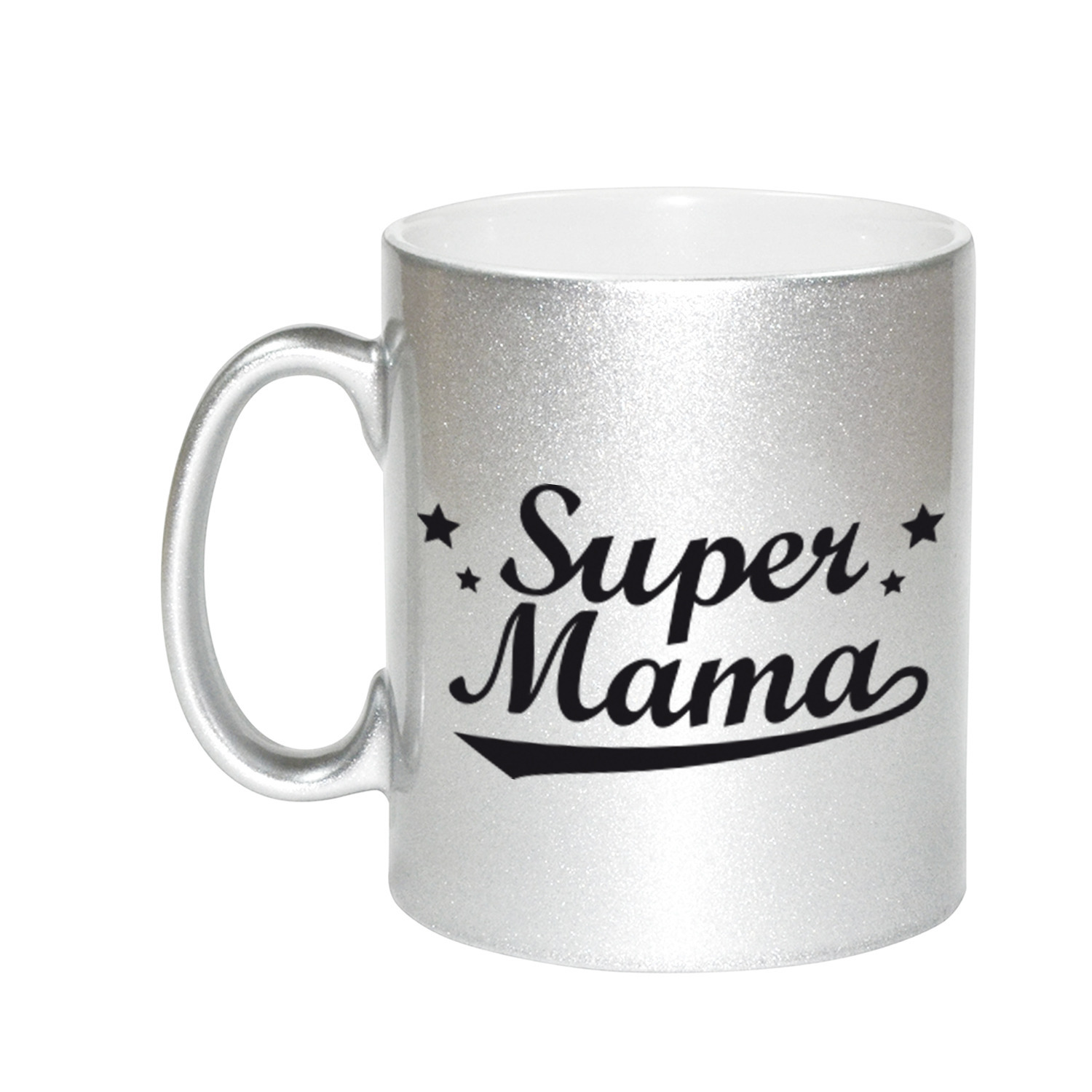 Super mama zilveren mok / beker voor Moederdag 330 ml -