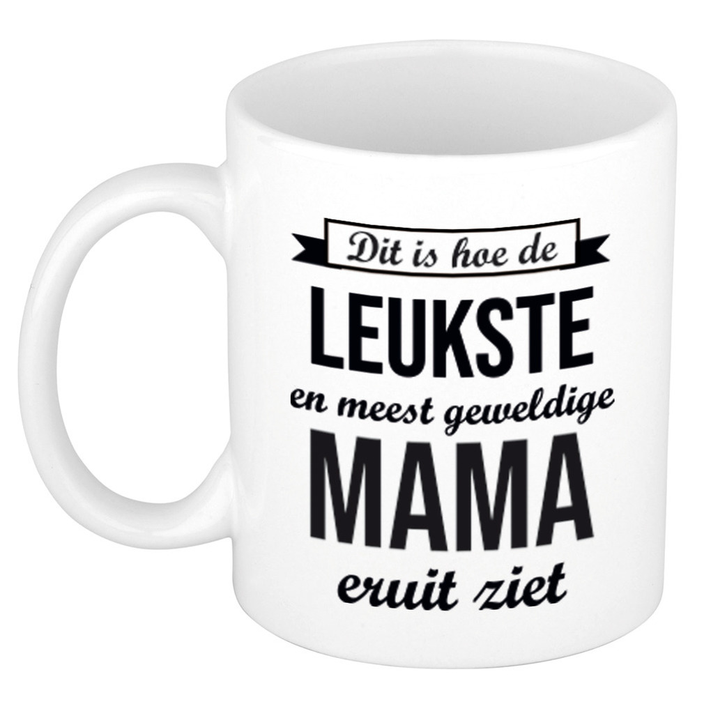 Leukste en meest geweldige mama cadeau koffiemok / theebeker wit 300 ml -