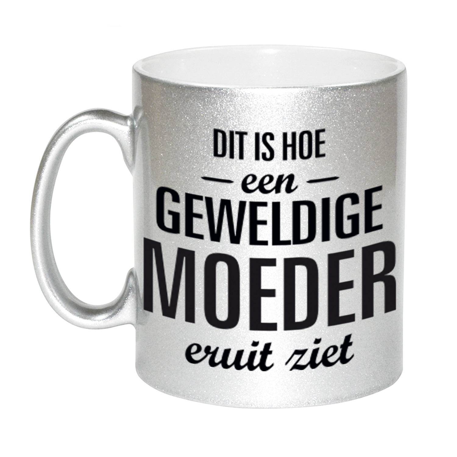 Zilveren geweldige moeder cadeau koffiemok / theebeker 330 ml -