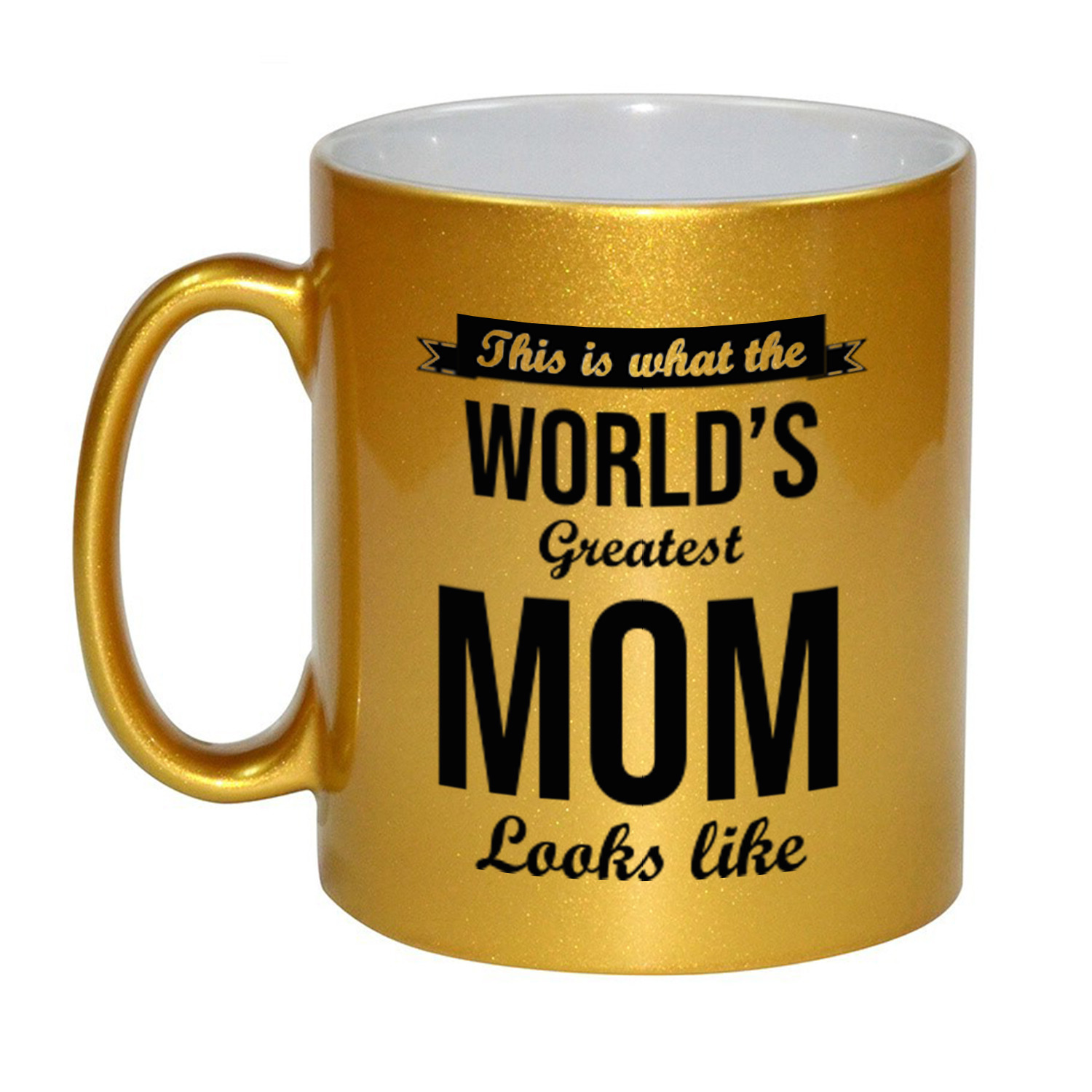 Gouden Worlds Greatest Mom cadeau koffiemok / theebeker 330 ml -