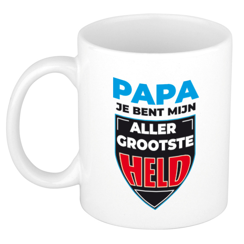 Papa je bent mijn allergrootste held cadeau mok / beker wit 300 ml -