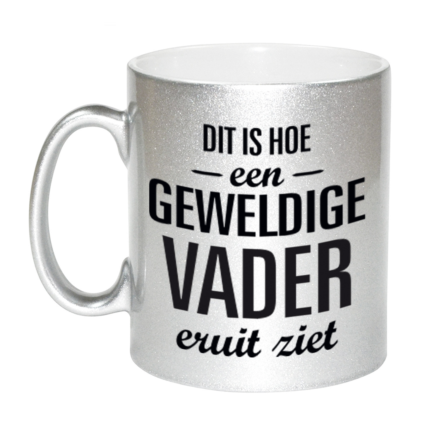 Zilveren geweldige vader cadeau koffiemok / theebeker 330 ml -