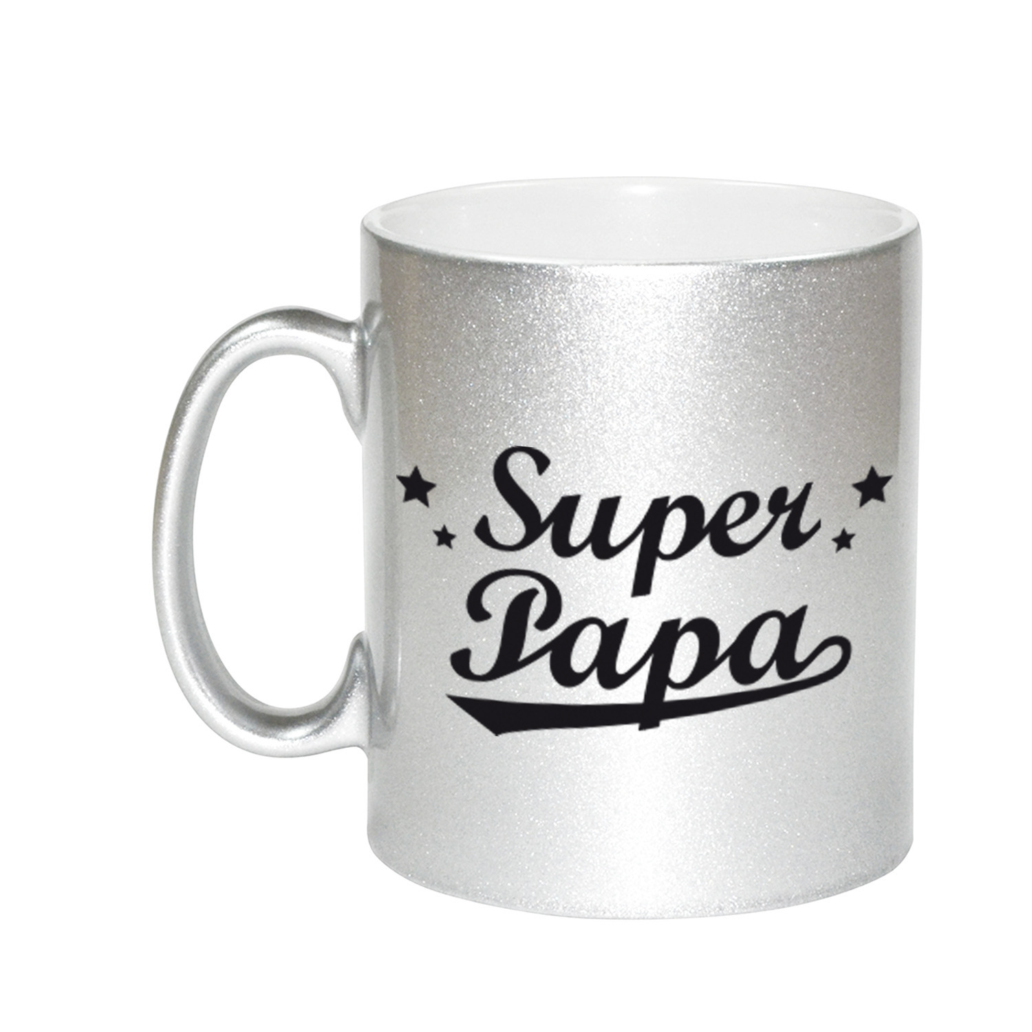 Super papa zilveren mok / beker voor Vaderdag 330 ml -