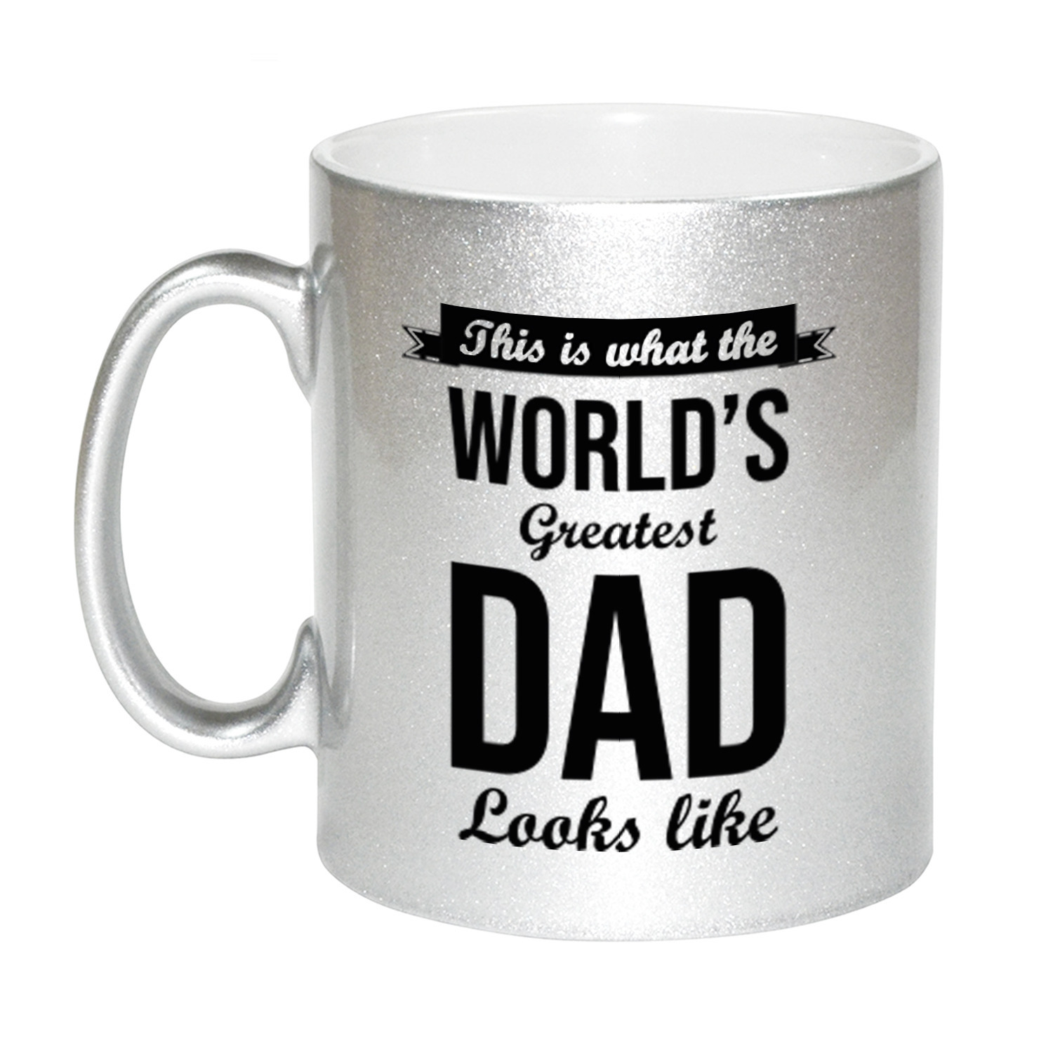 Zilveren Worlds Greatest Dad cadeau koffiemok / theebeker 330 ml -