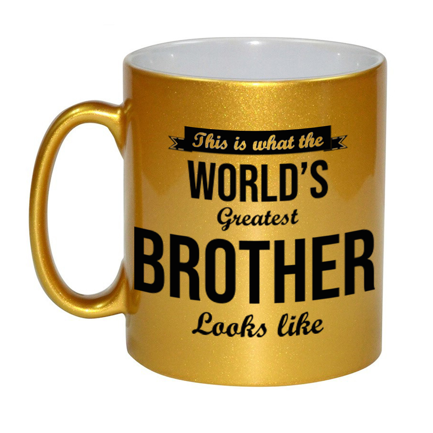 Gouden Worlds Greatest Brother cadeau koffiemok / theebeker 330 ml -