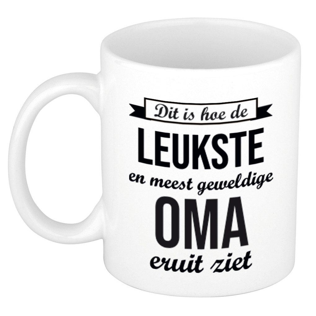 Leukste en meest geweldige oma cadeau koffiemok / theebeker wit 300 ml -