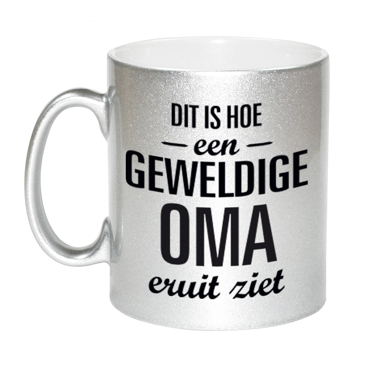 Zilveren geweldige oma cadeau koffiemok / theebeker 330 ml -