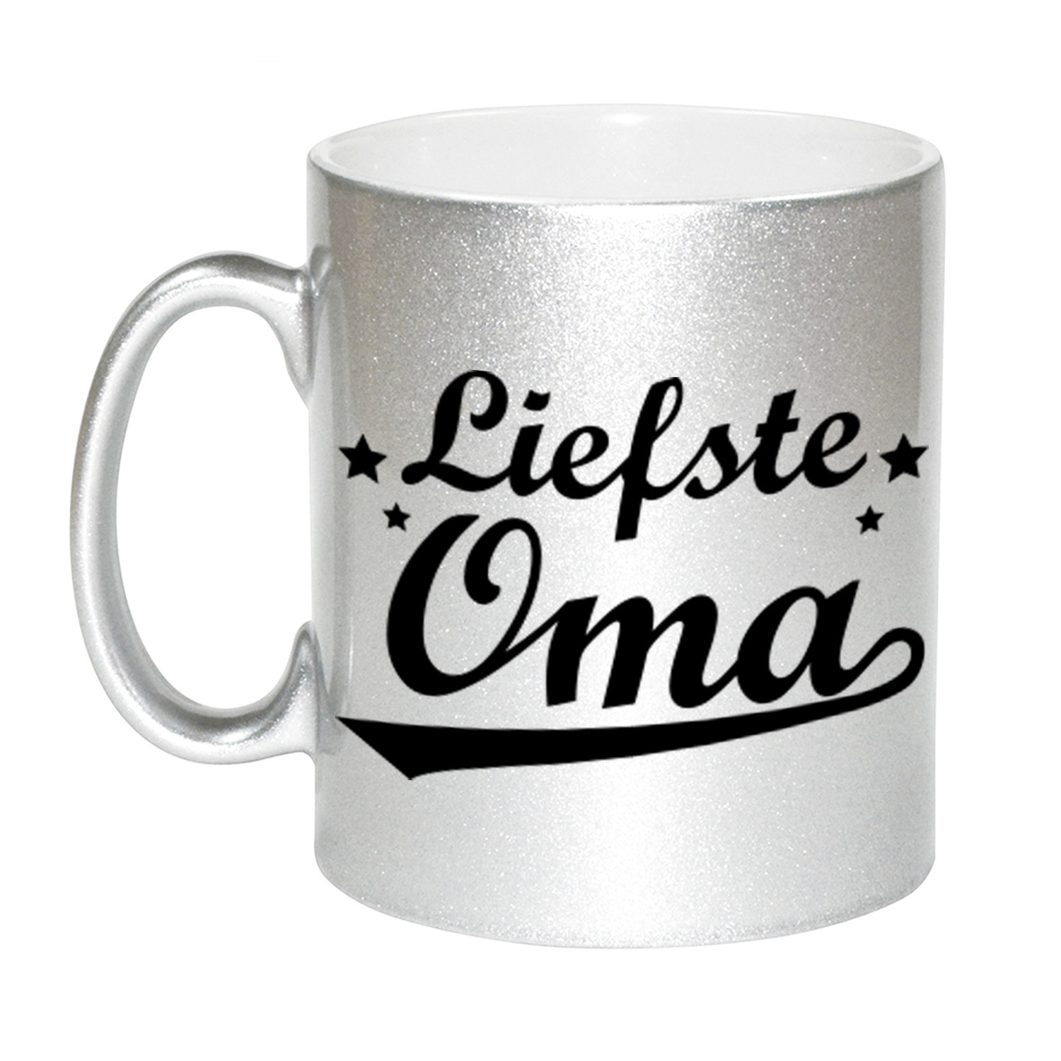 Liefste oma cadeau zilveren mok / beker sterren 330 ml -