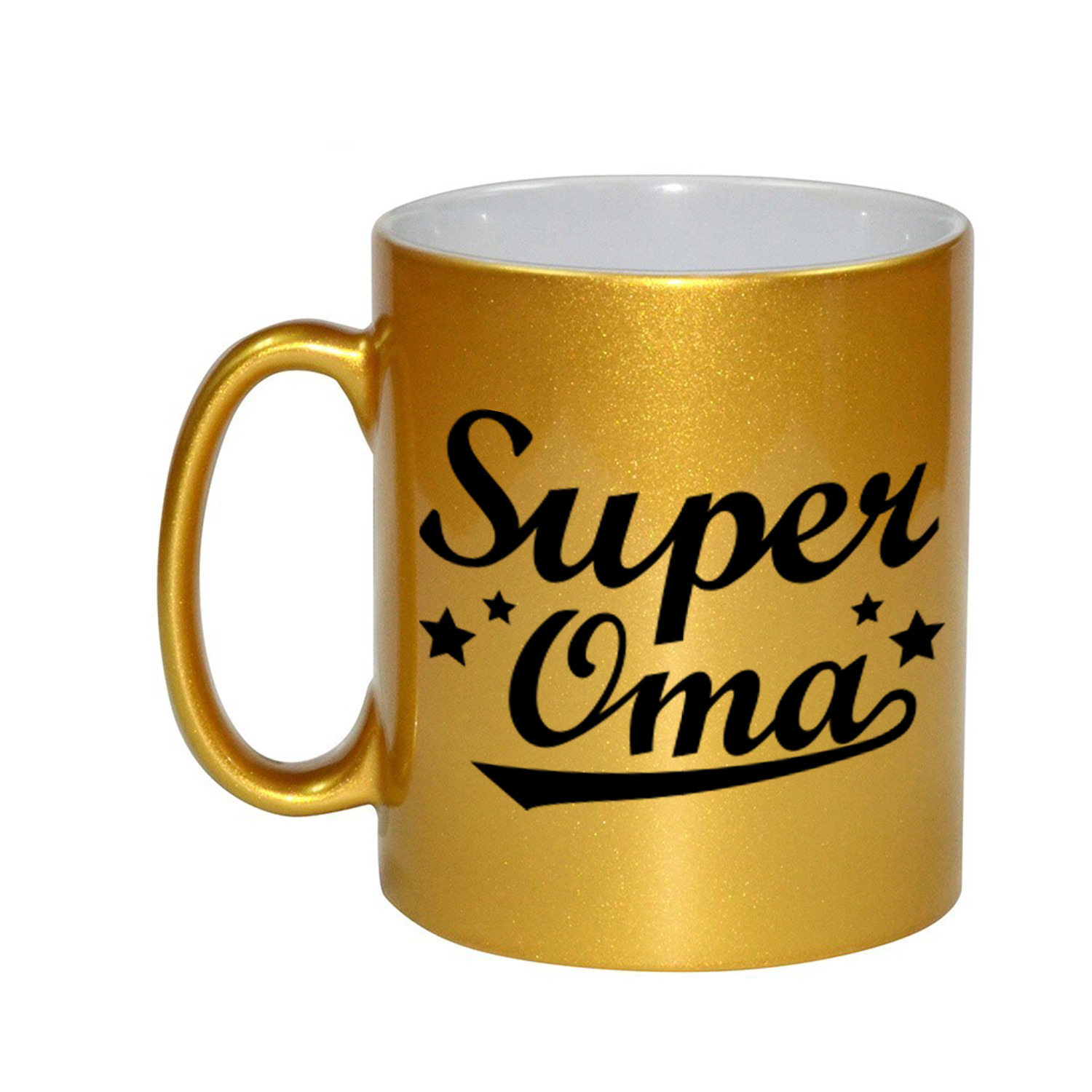 Super oma cadeau gouden mok / beker sterren 330 ml -