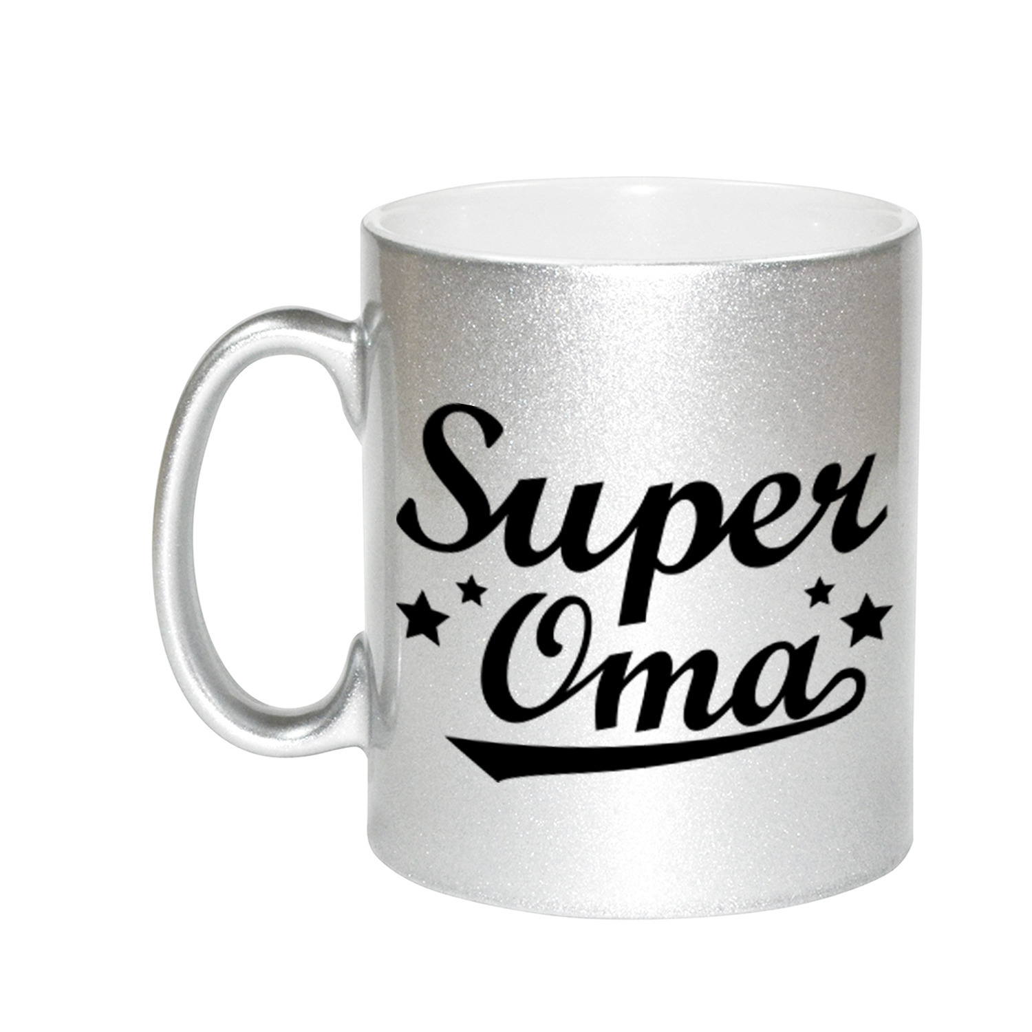 Super oma cadeau zilveren mok / beker sterren 330 ml -