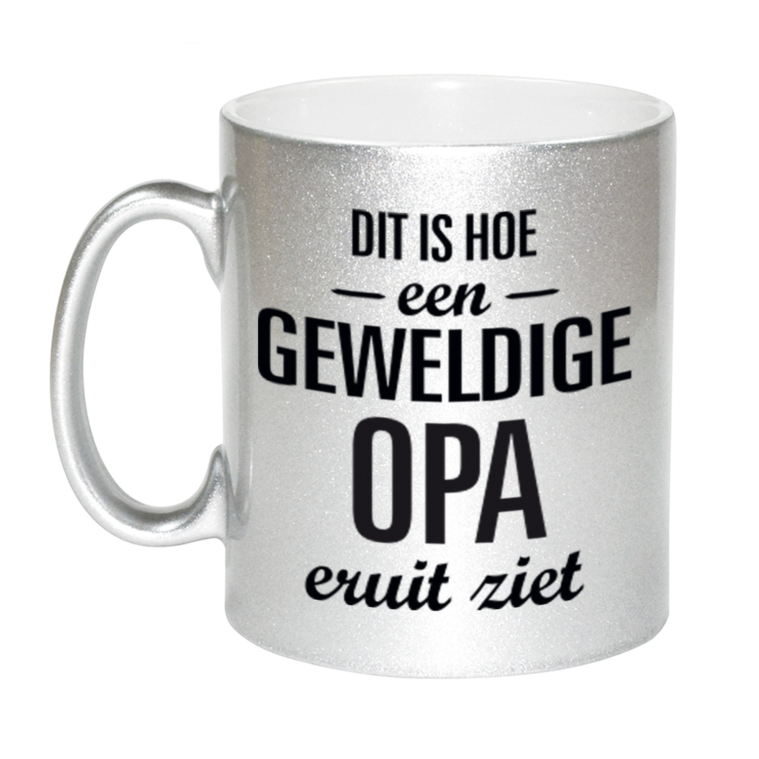 Zilveren geweldige opa cadeau koffiemok / theebeker 330 ml -