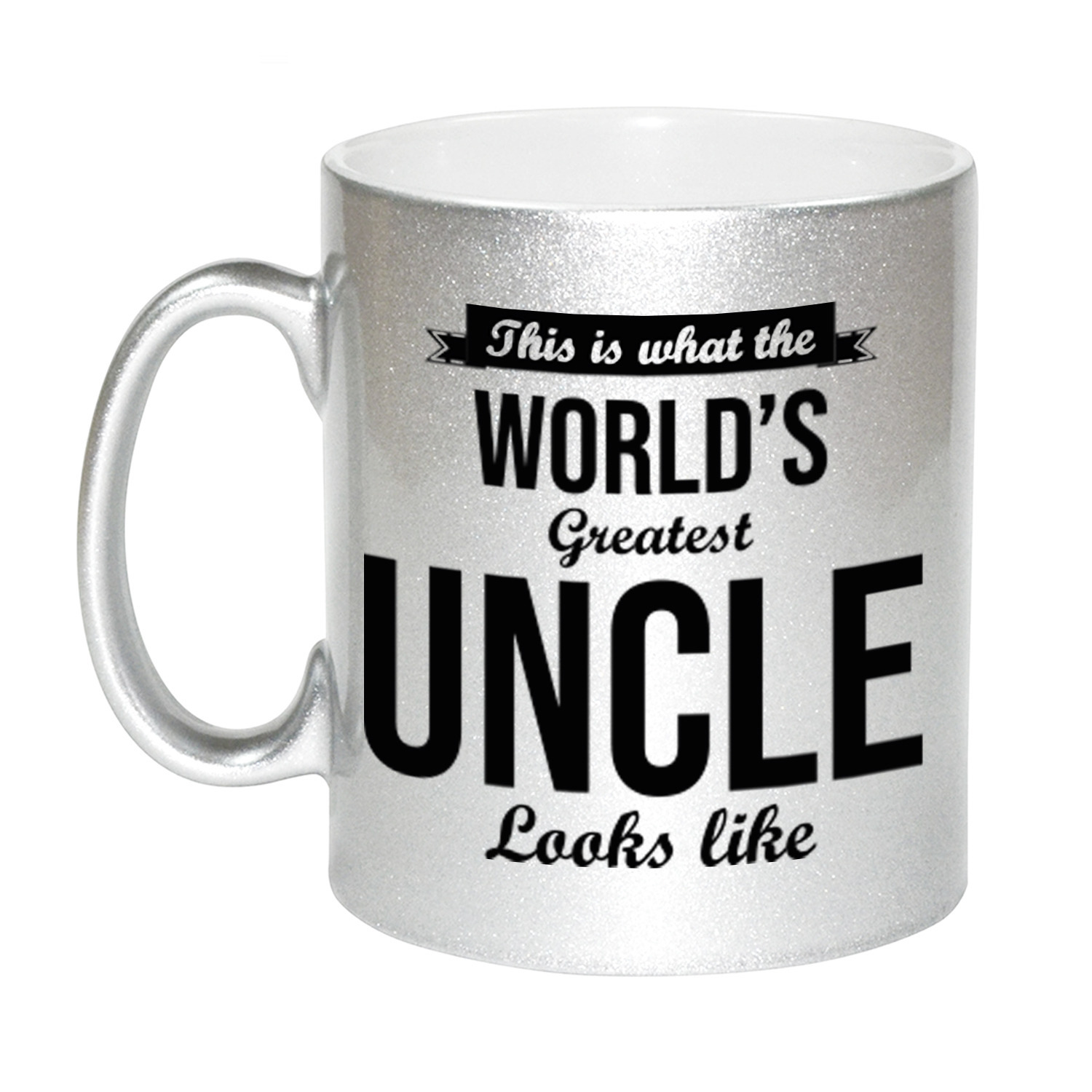 Zilveren Worlds Greatest Uncle / oom cadeau koffiemok / theebeker 330 ml -